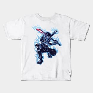 ninja awesome fighter and warrior Japanese design Kids T-Shirt